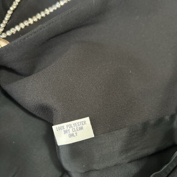 Vintage Women's Black Evening Jacket Rhinestones White Satin Lapel Size 16 Event - Picture 9 of 9